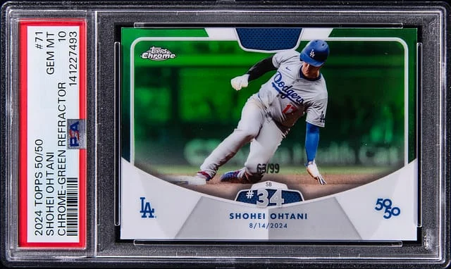 2024 Topps Shohei Ohtani 50/50 Chrome Green Refractor #71 card image