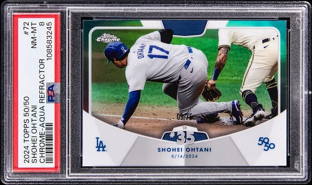 2024 Topps Shohei Ohtani 50/50 Chrome Aqua Refractor #72 card image