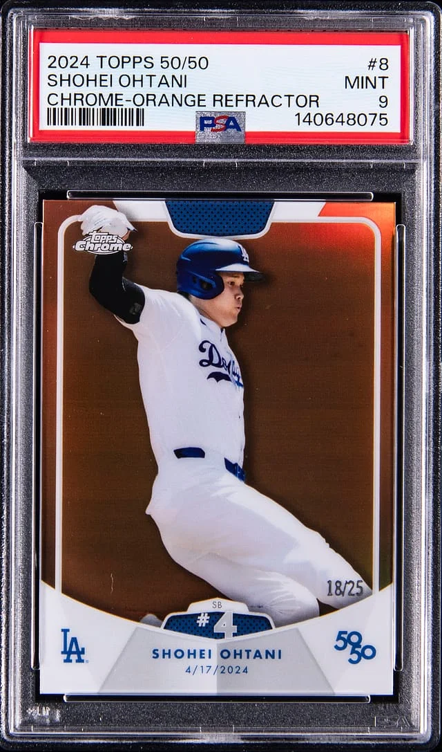 2024 Topps Shohei Ohtani 50/50 Chrome Orange Refractor #8 card image