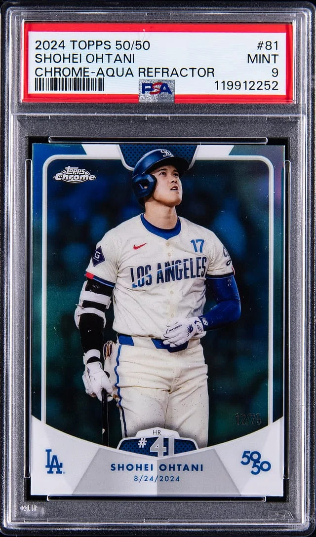 2024 Topps Shohei Ohtani 50/50 Chrome Aqua Refractor #81 card image