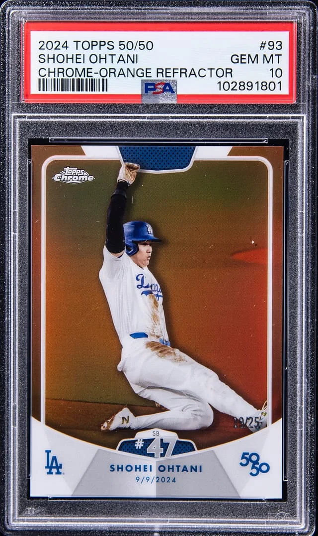 2024 Topps Shohei Ohtani 50/50 Chrome Orange Refractor #93 card image