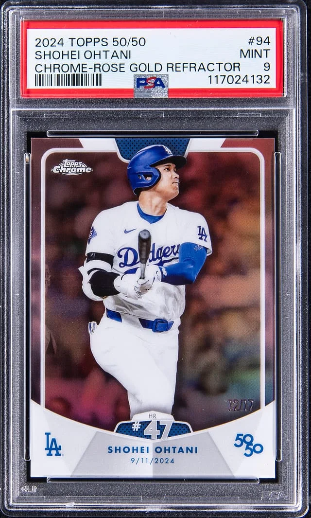 2024 Topps Shohei Ohtani 50/50 Chrome Blue Refractor #94 card image