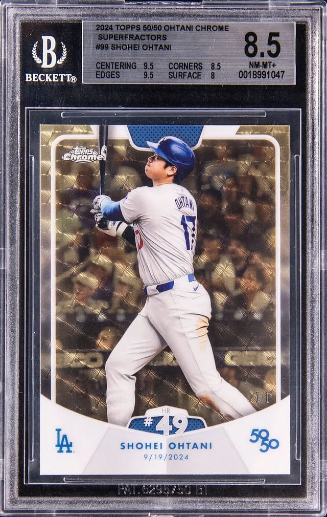 2024 Topps Shohei Ohtani 50/50 Chrome Blue Refractor #99 card image