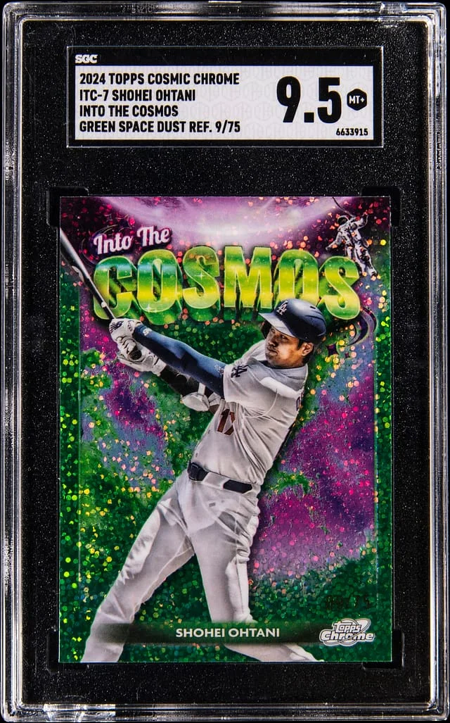 2024 Topps Shohei Ohtani Cosmic Chrome Into The Cosmos Green Space Dust Refractor #ITC-7 card image