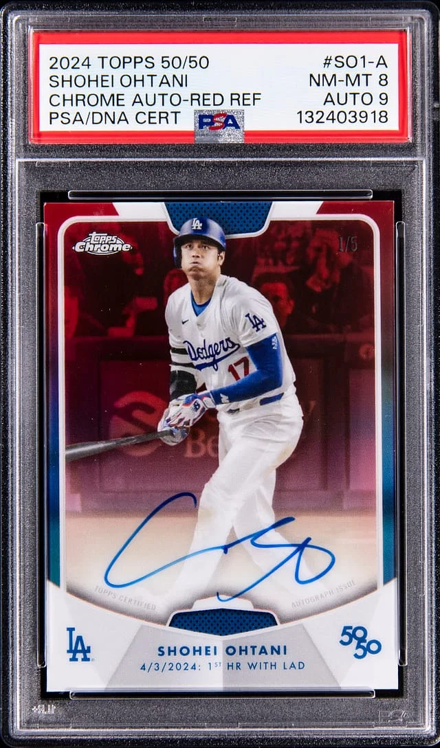 2024 Topps Shohei Ohtani 50/50 Chrome Autographs Red Refractor #SO1-A card image