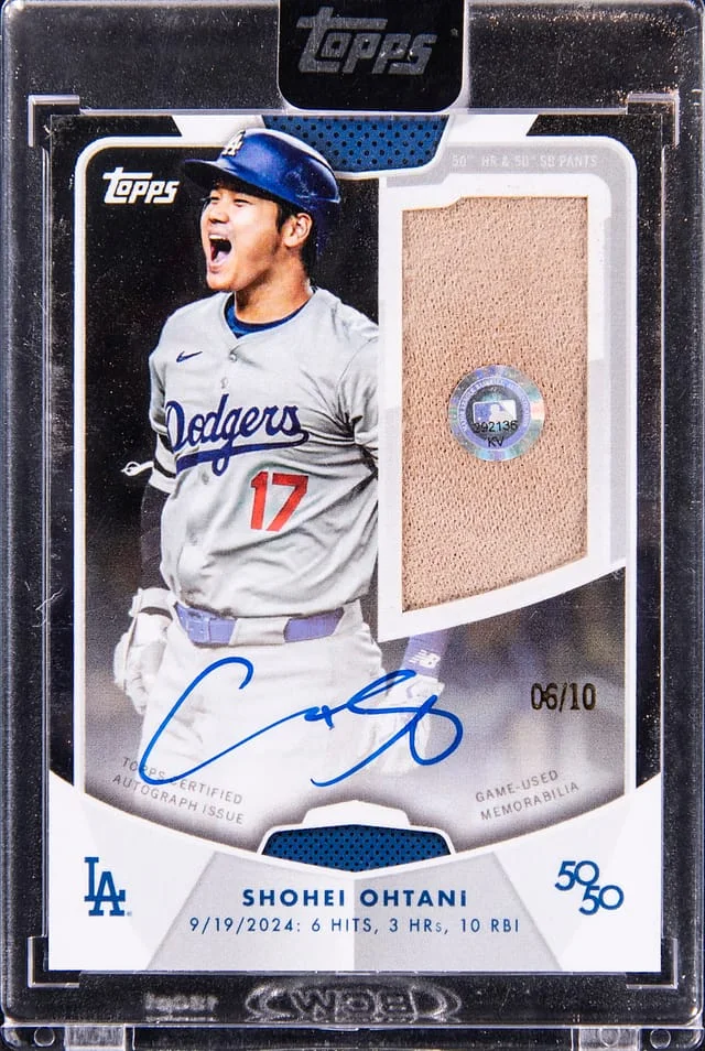 2024 Topps Shohei Ohtani 50/50 Autograph Relic Black Foil #SOAR-1 card image