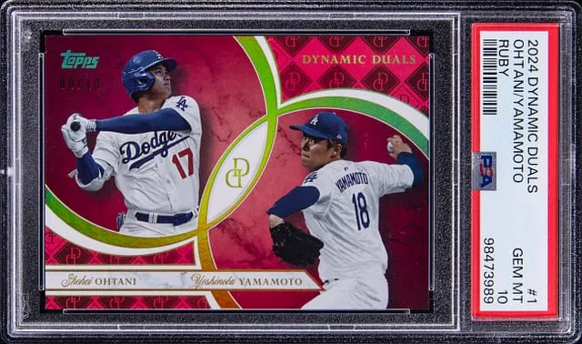 2024 Topps Shohei Ohtani/Yoshinobu Yamamoto Dynamic Duals Ruby #1 card image