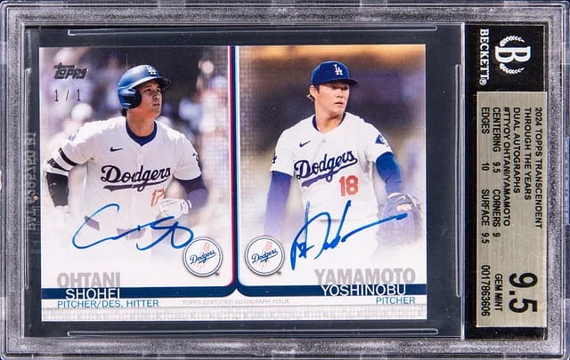 2024 Topps Shohei Ohtani/Yoshinobu Yamamoto Transcendent Through The Years Dual Autographs #TTYOY card image
