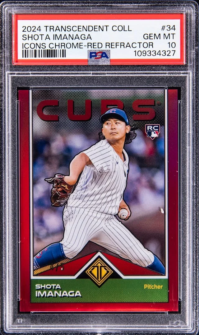 2024 Topps Shota Imanaga Transcendent Collection Icons Chrome Image Variation Red Refractor #34 card image