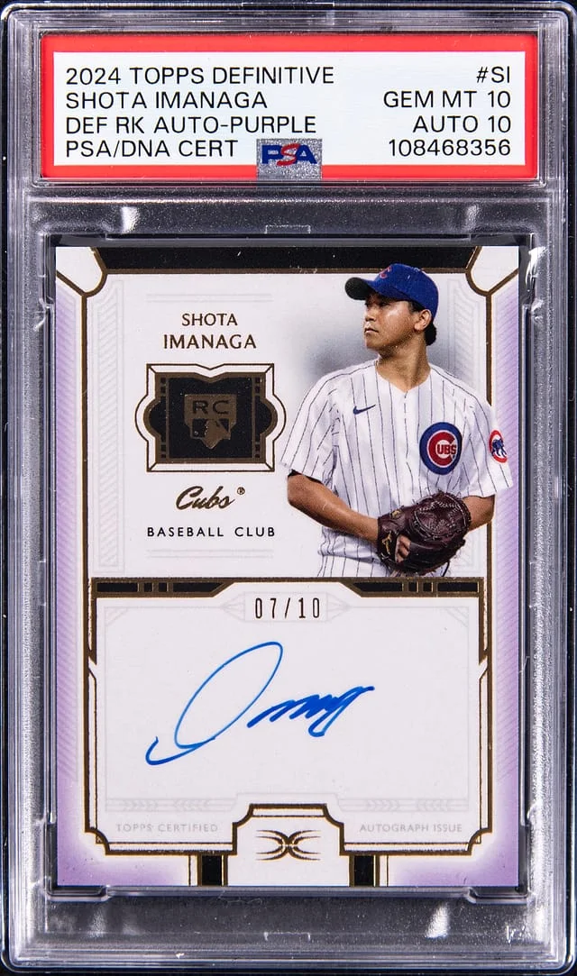 2024 Topps Shota Imanaga Definitive Collection Autograph Purple #DRA-SI card image
