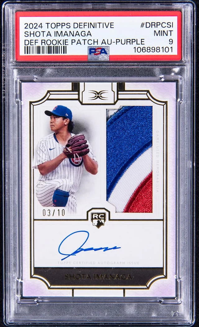 2024 Topps Shota Imanaga Definitive Collection Patch Autograph Purple #DRPC-SI card image