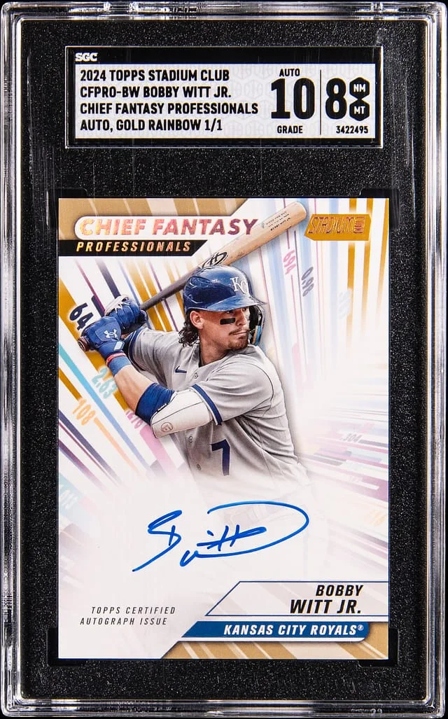 2024 Topps Stadium Club Bobby Witt Jr. Chief Fantasy Professionals Autographs Gold Rainbow #CFPRO-BW card image
