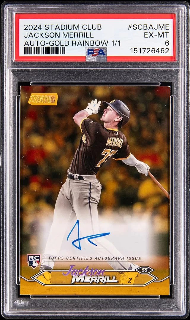 2024 Topps Stadium Club Jackson Merrill Autograph Gold Rainbow #SCBA-JME card image