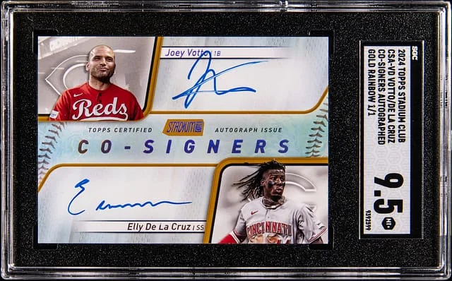 2024 Topps Stadium Club Joey Votto/Elly De La Cruz Co-Signers Autographed Gold Rainbow #CSA-VD card image