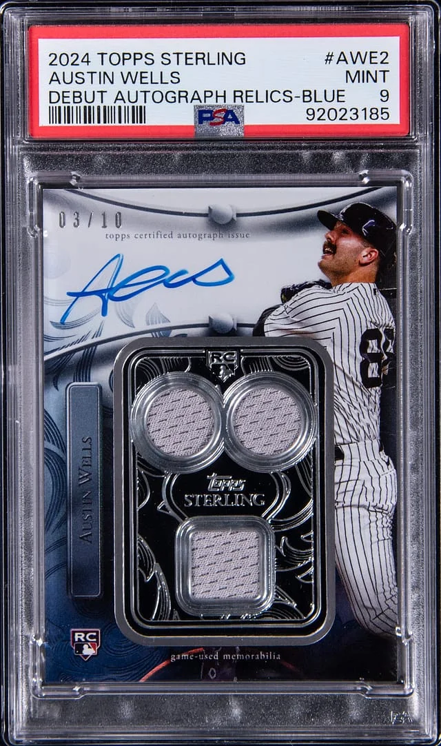 2024 Topps Sterling Austin Wells Debut Autograph Relics Blue #SBDB-AWE2 card image