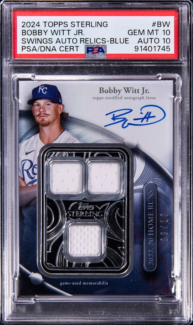 2024 Topps Sterling Bobby Witt Jr. Swings Auto Relics Blue #SWAR-BW card image