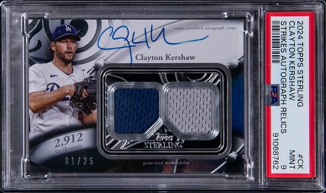 2024 Topps Sterling Clayton Kershaw Strikes Autograph Relics #STAR-CK card image