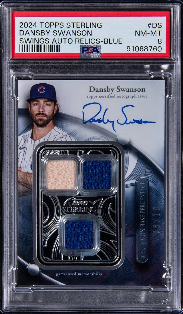 2024 Topps Sterling Dansby Swanson Swings Autograph Relics Blue #SWAR-DS card image