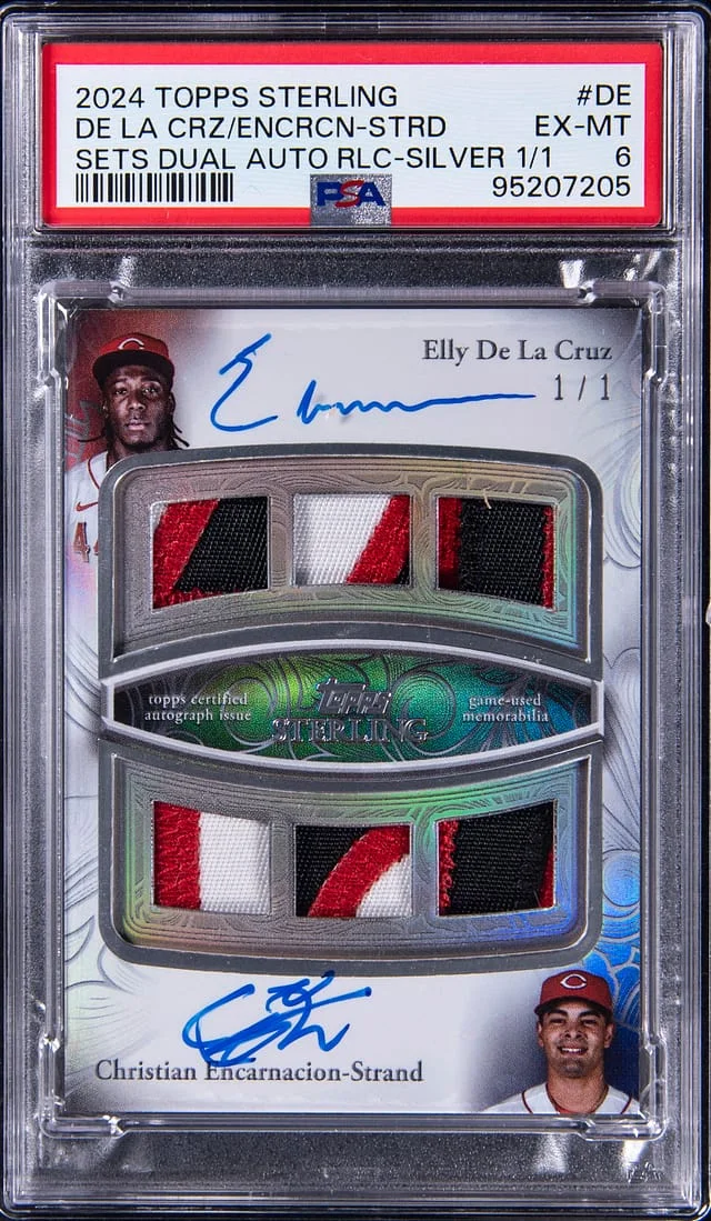 2024 Topps Sterling Elly De La Cruz/Christian Encarnacion-Strand Sets Dual Autograph Relics Silver #SDAR-DE card image