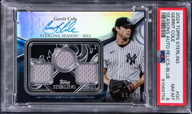 2024 Topps Sterling Gerritt Cole Seasons Autograph Relics Blue #SSAR-GC card image