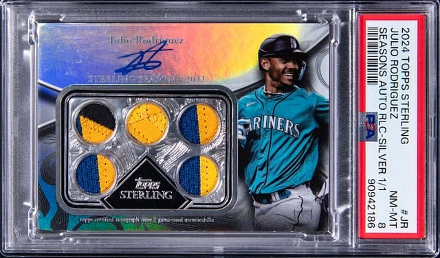 2024 Topps Sterling Julio Rodriguez Seasons Autograph Relic Silver #SSAR-JR card image