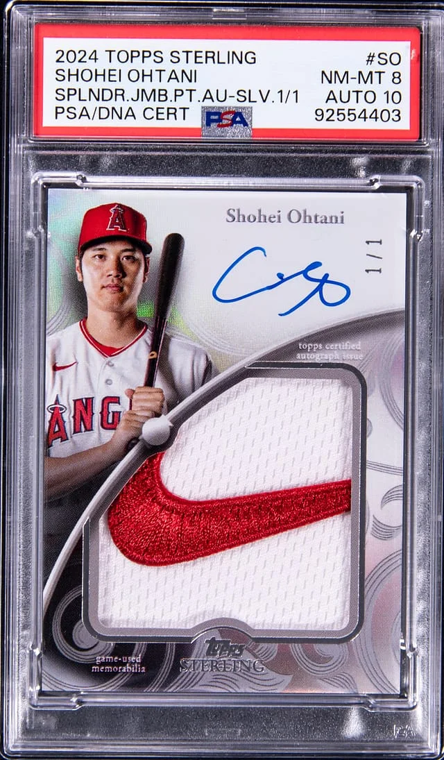2024 Topps Sterling Shohei Ohtani Splendor Jumbo Patch Autograph Silver #SSJPA-SO card image