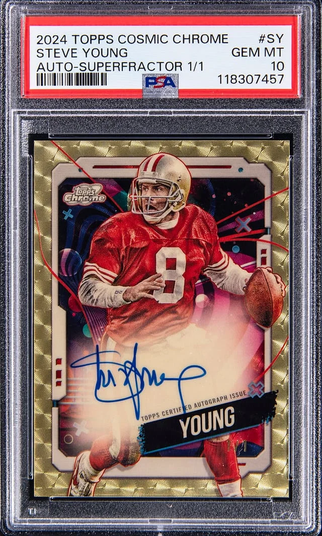 2024 Topps Steve Young Cosmic Chrome Autograph Superfractor #CCA-SY card image