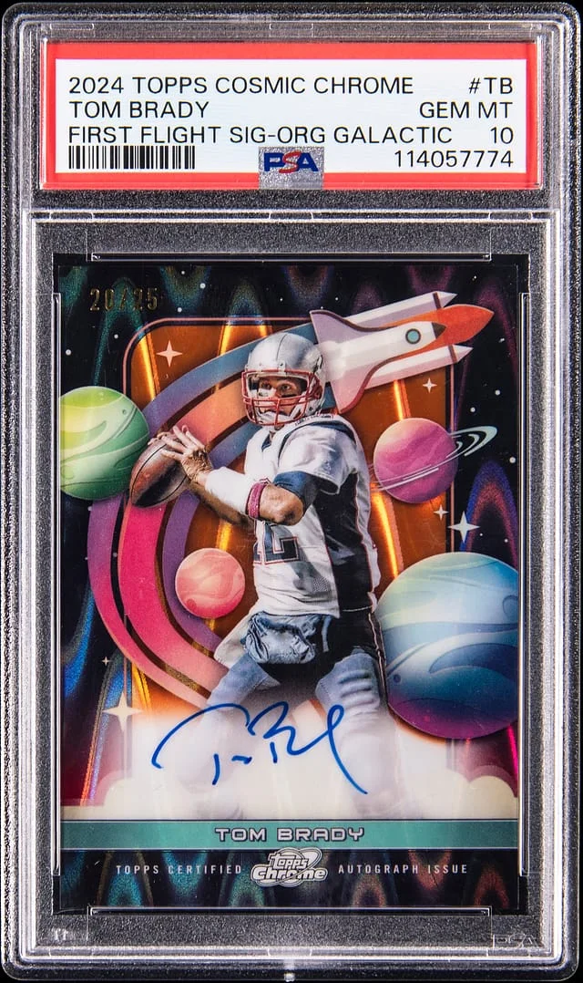 2024 Topps Tom Brady Cosmic Chrome First Flight Signature Org Galactic #FFS-TB card image