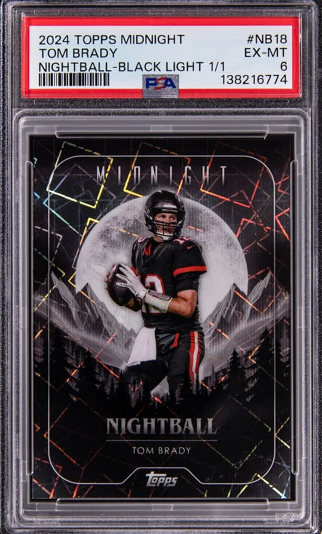 2024 Topps Tom Brady Midnight Nightball Black Light #NB-18 card image