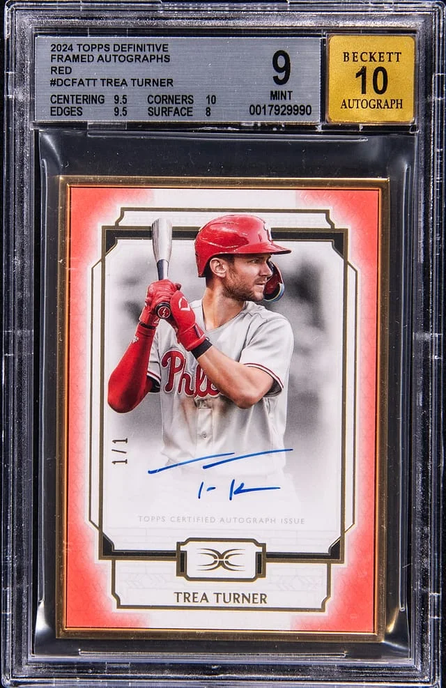 2024 Topps Trea Turner Definitive Collection Framed Autographs Red #DCFA-TT card image
