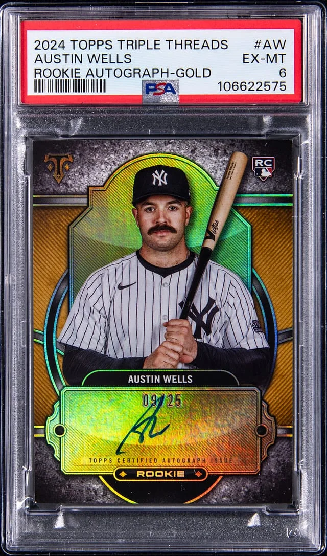 2024 Topps Triple Threads Austin Wells Autographs Gold #RA-AW card image