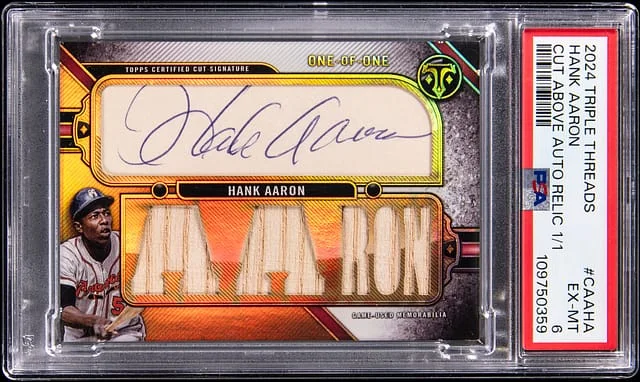 2024 Topps Triple Threads Hank Aaron Cut Above Autograph Relic #CAA-HA card image