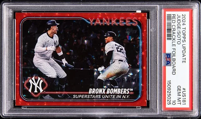 2024 Topps Update Aaron Judge/Juan Soto Red Crackle Foilboard #US181 card image