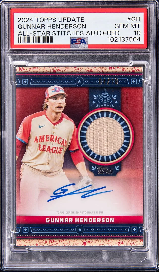 2024 Topps Update Gunnar Henderson All-Star Stitches Autograph Red #ASSA-GH card image