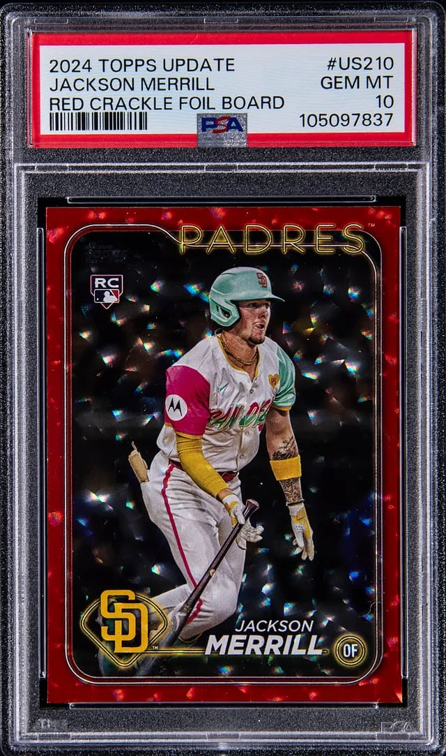 2024 Topps Update Jackson Merrill Red Crackle Foil Board #US210 card image