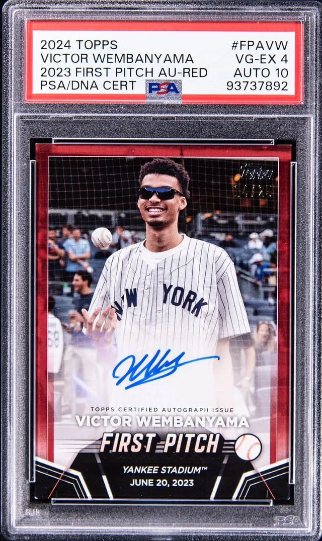 2024 Topps Victor Wembanyama First Pitch Autograph Red #FPAVW card image