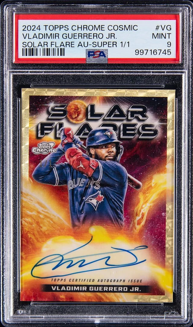 2024 Topps Vladimir Guerrero Jr. Cosmic Chrome Solar Flares Autograph SuperFractor #SFA-VG card image