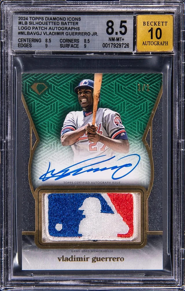 2024 Topps Vladimir Guerrero Diamond Icons MLB Silhouetted Batter Logo Patch Autograph #MLBA-VG card image