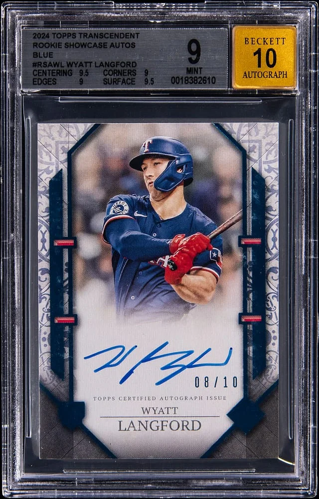 2024 Topps Wyatt Langford Transcendent Showcase Autographs Blue #RSA-WL card image