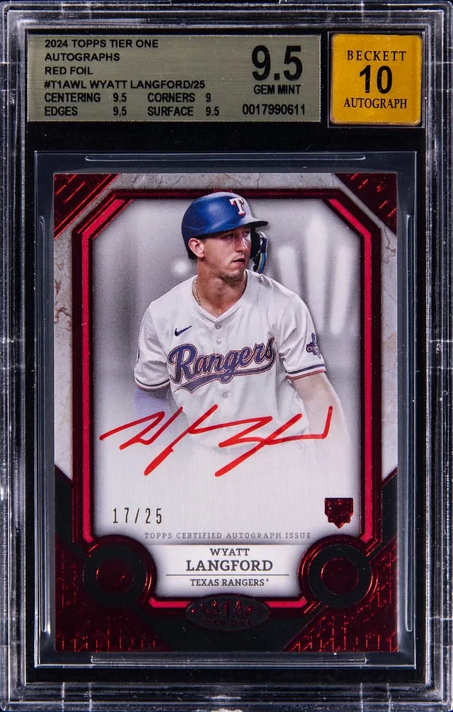 2024 Topps Wyatt Langford Tier One Autographs Red Foil #T1A-WL card image