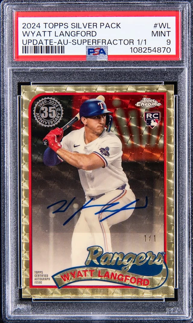 2024 Topps Wyatt Langford Silver Pack '89 Chrome Promo Autographs SuperFractor #T89CU-WL card image