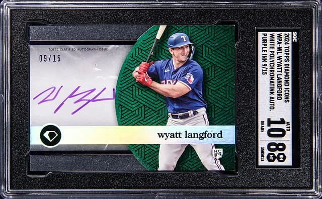 2024 Topps Wyatt Langford Diamond Icons White Polychromatink Autographs Red Purple Ink #WPA-WL card image