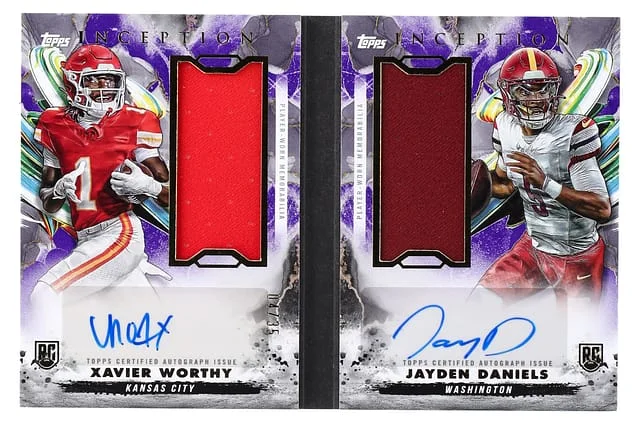 2024 Topps Xavier Worthy/Jayden Daniels Inception Dual Relic #DRRBC-DW card image