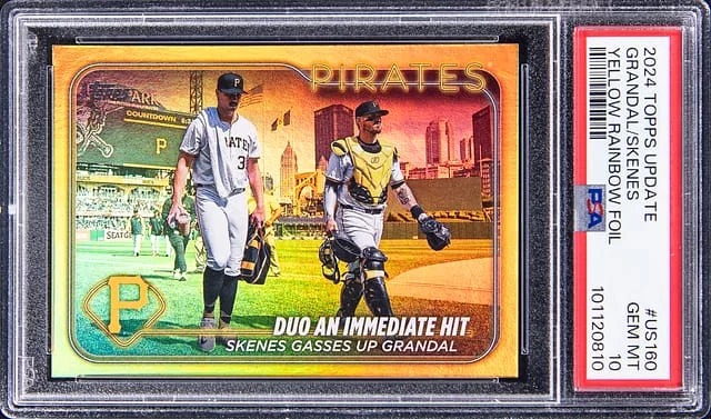 2024 Topps Yasmani Grandal/Paul Skenes Yellow Rainbow Foil #US160 card image
