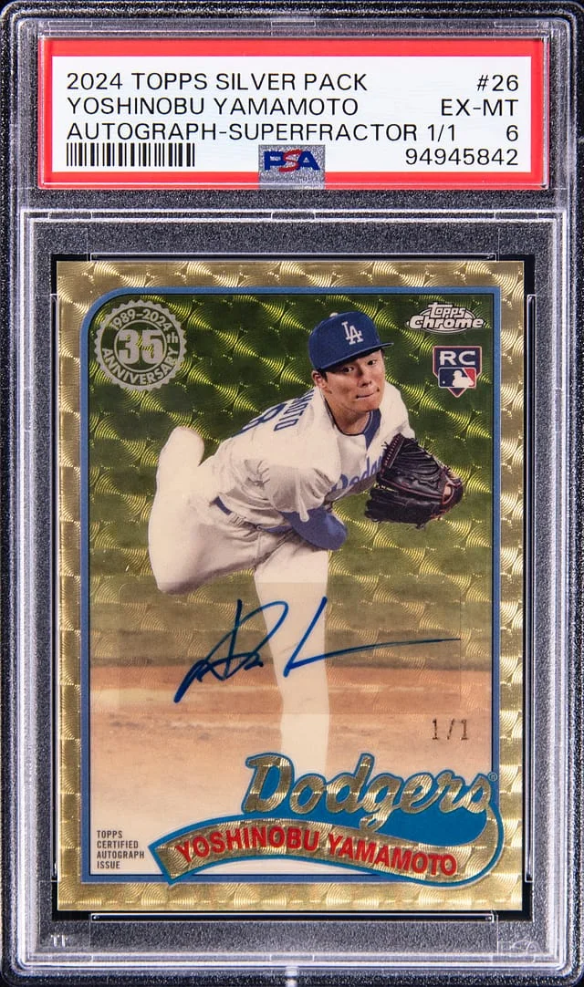 2024 Topps Yoshinobu Yamamoto Silver Pack Autographs SuperFractor #2T89C-26 card image