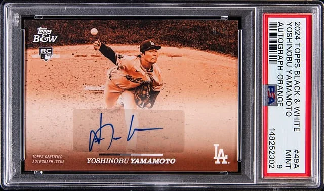 2024 Topps Yoshinobu Yamamoto Black & White Autographs Orange #49-A card image