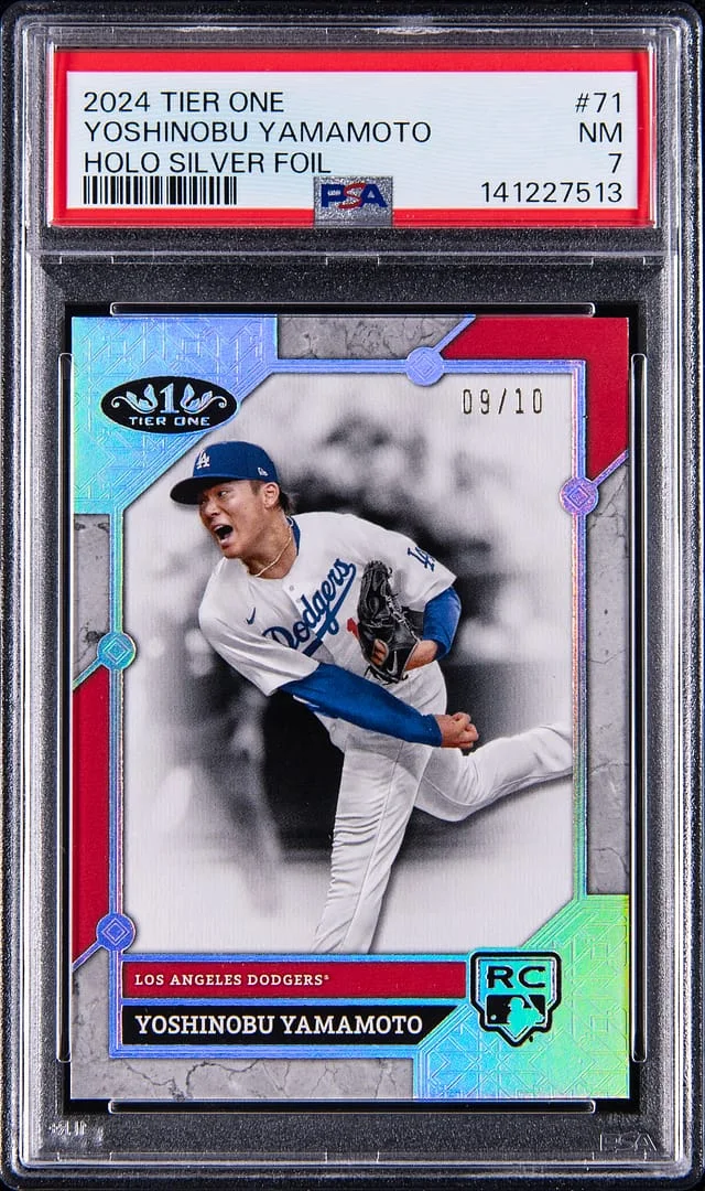 2024 Topps Yoshinobu Yamamoto Tier One Holo Silver Foil #71 card image