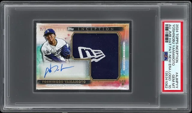 2024 Topps Yoshinobu Yamamoto Inception Autograph Jumbo Hat Patch New ERA Logo #AJHP-YY card image