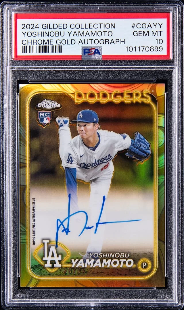 2024 Topps Yoshinobu Yamamoto Gilded Collection Chrome Gold Autograph #CGAYY card image