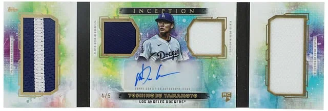 2024 Topps Yoshinobu Yamamoto Inception Gameday Gear Autograph Relic Book #GGAR-YY card image
